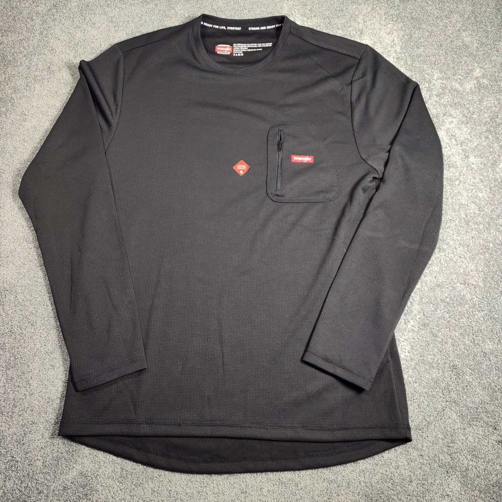 Wrangler Workwear Men's L Black Long Sleeve Pocket T-Shirt 50/50 Blend